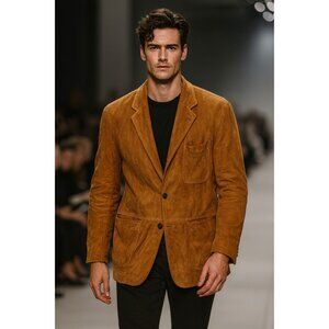 Longhi Parma Brown Suede Leather Blazer  Italian Martini Samuele Lucca Viareggio